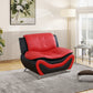 Black & Red Faux Leather 3-Piece Living Room Sofa Set with Elegant Design