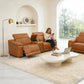Ainehome Light Brown Leather 5-Seater Modular Power Reclining Sectional Sofa Set with Smart Storage & USB