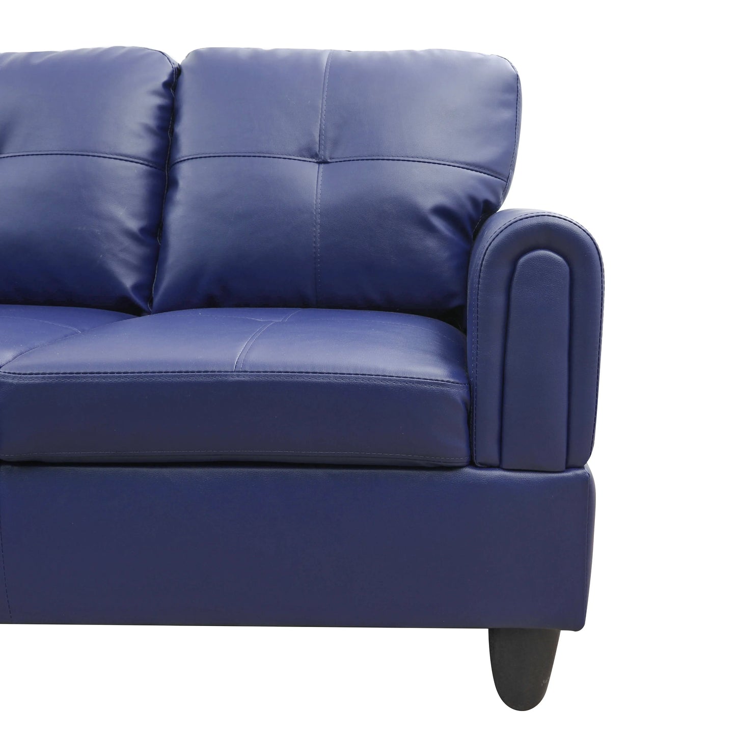 Ainehome 97" Wide Blue Faux Leather L-Shaped Living Room Sectional Sofa Set