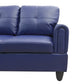 Ainehome 97" Wide Blue Faux Leather L-Shaped Living Room Sectional Sofa Set