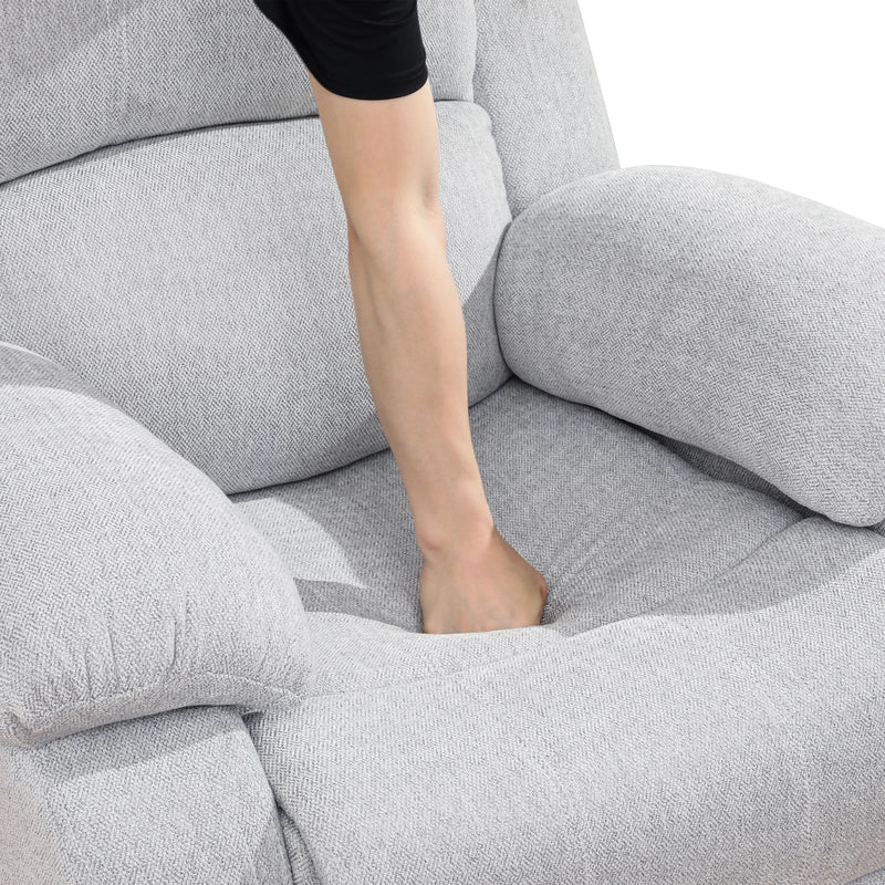 Ainehome Cinema 3-Piece Grey Fabric Manual Reclining Sofa Set