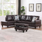 97" Wide Brown Faux Leather L-Shaped Living Room Sectional Sofa Set