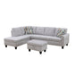 Ainehome 97.5" Wide Grey White Flannel 3-Piece Sofa Living Room Sofa Set