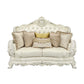 Adara - Loveseat With 5 Pillows - Pearl White Synthetic Leather & Antique White