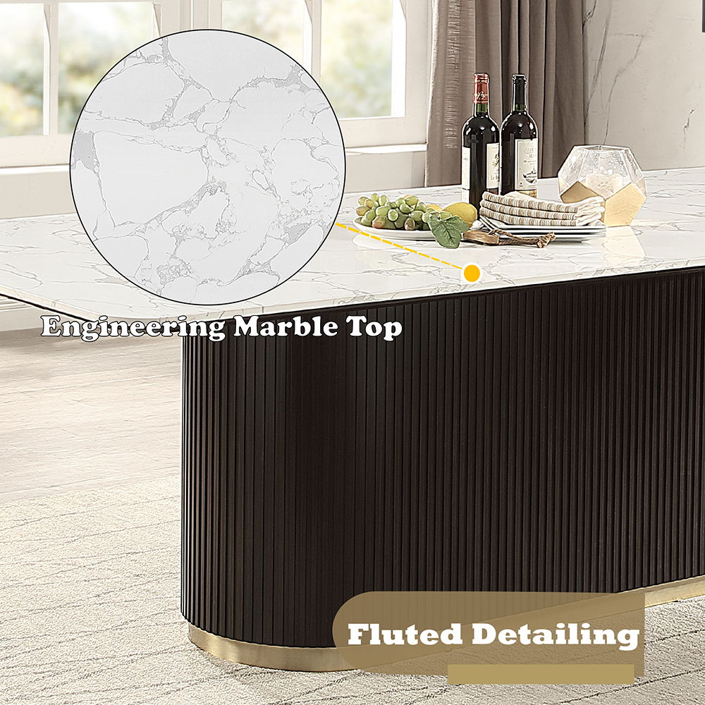 Clayten - Dining Table With Natural Marble Top