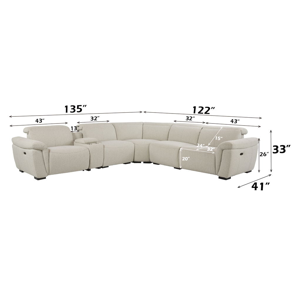 Dayana - Power Motion Sectional Sofa - Beige Boucle