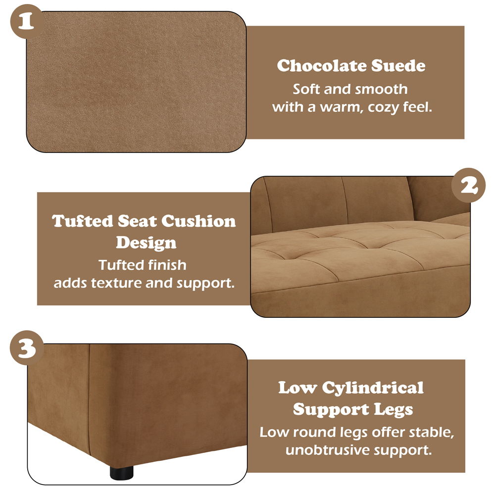 Zoey - Modular - Armless Chair - Chocolate Suede