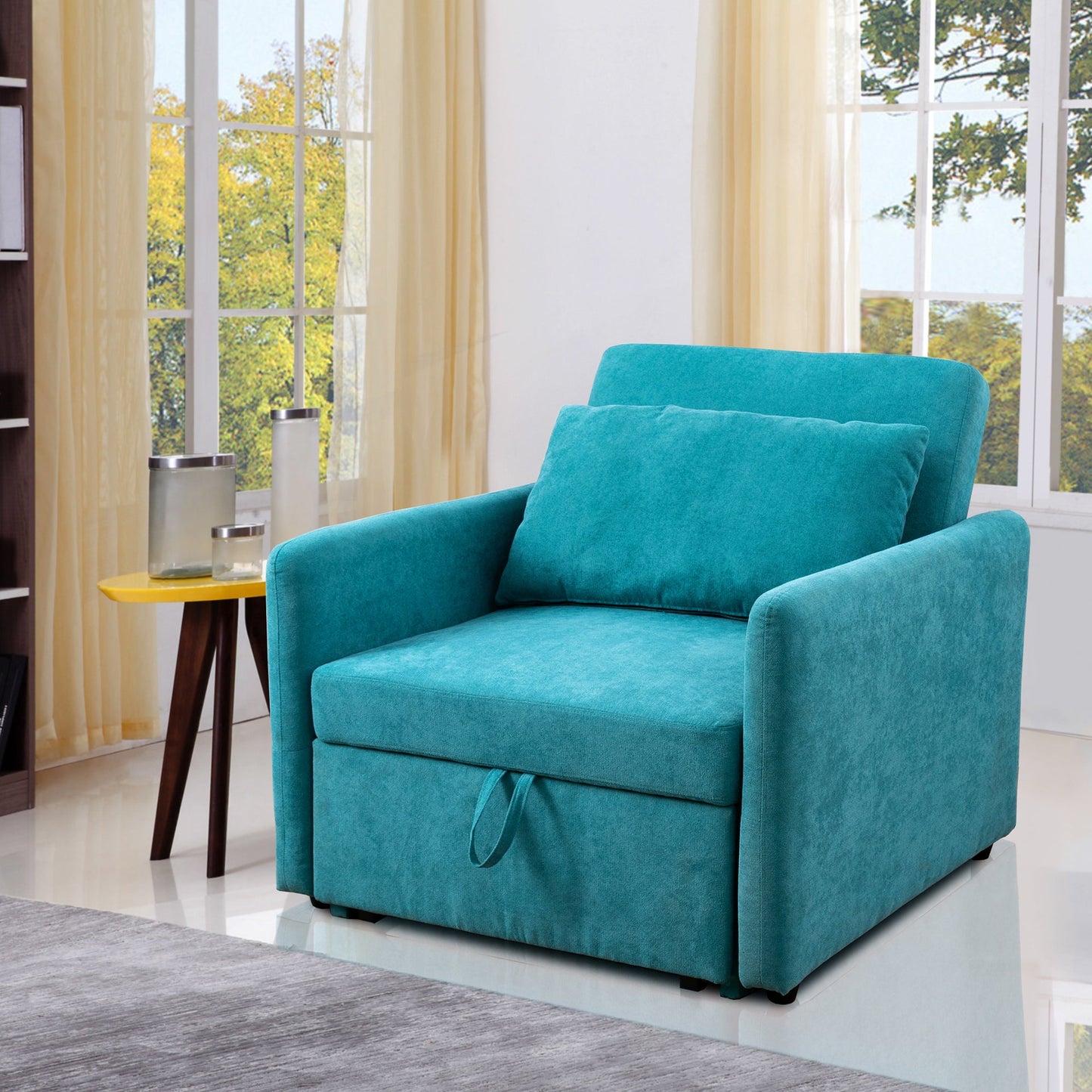 Ainehome Green Lint Convertible One-Seat Sofabed