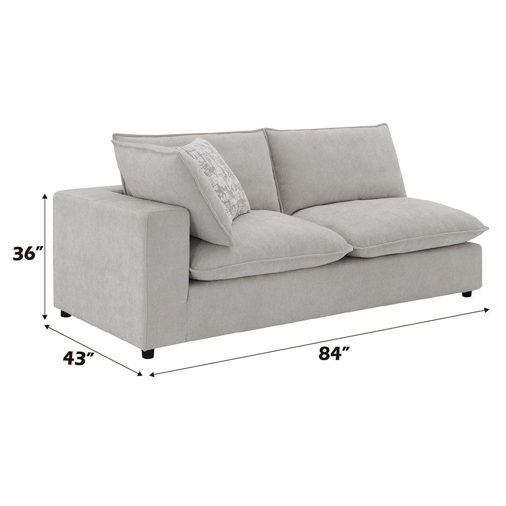 Marisa - Modular Left Facing Loveseat With 2 Pillows - Beige Boucle