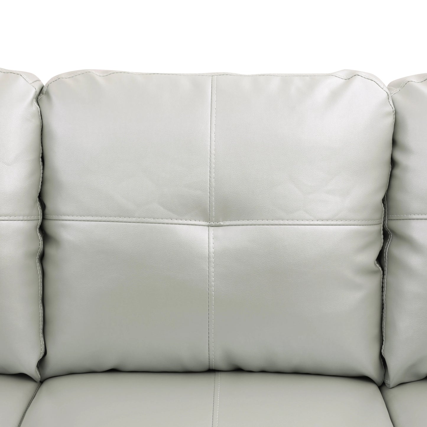 Ainehome 97" Wide Silver Green Faux Leather L-Shaped Living Room Sectional Sofa Set