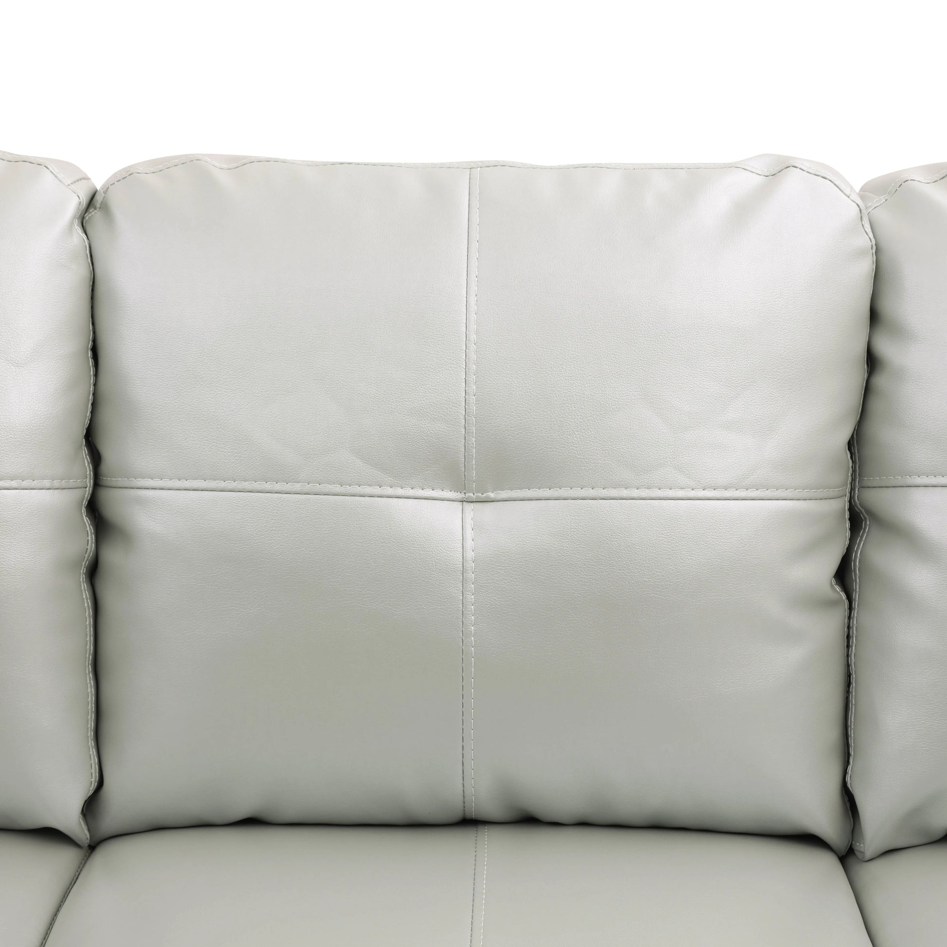 Ainehome 97" Wide Silver Green Faux Leather L-Shaped Living Room Sectional Sofa Set