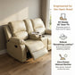 Ainehome 68" Manual RV Loveseat Recliner with Storage Console - Breathable Synthetic Leather Motorhome Sofa Replacement - 67" Full Extension & 26" Door Friendly - Walnut Brown