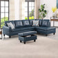 97" Wide Denim Faux Leather Living Room Sofa Set