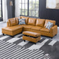 97" Wide Ginger Faux Leather L-Shaped Living Room Sectional Sofa Set