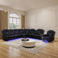 Black Leather Power Reclining Sofa Set with Smart Storage & Wireless Charging