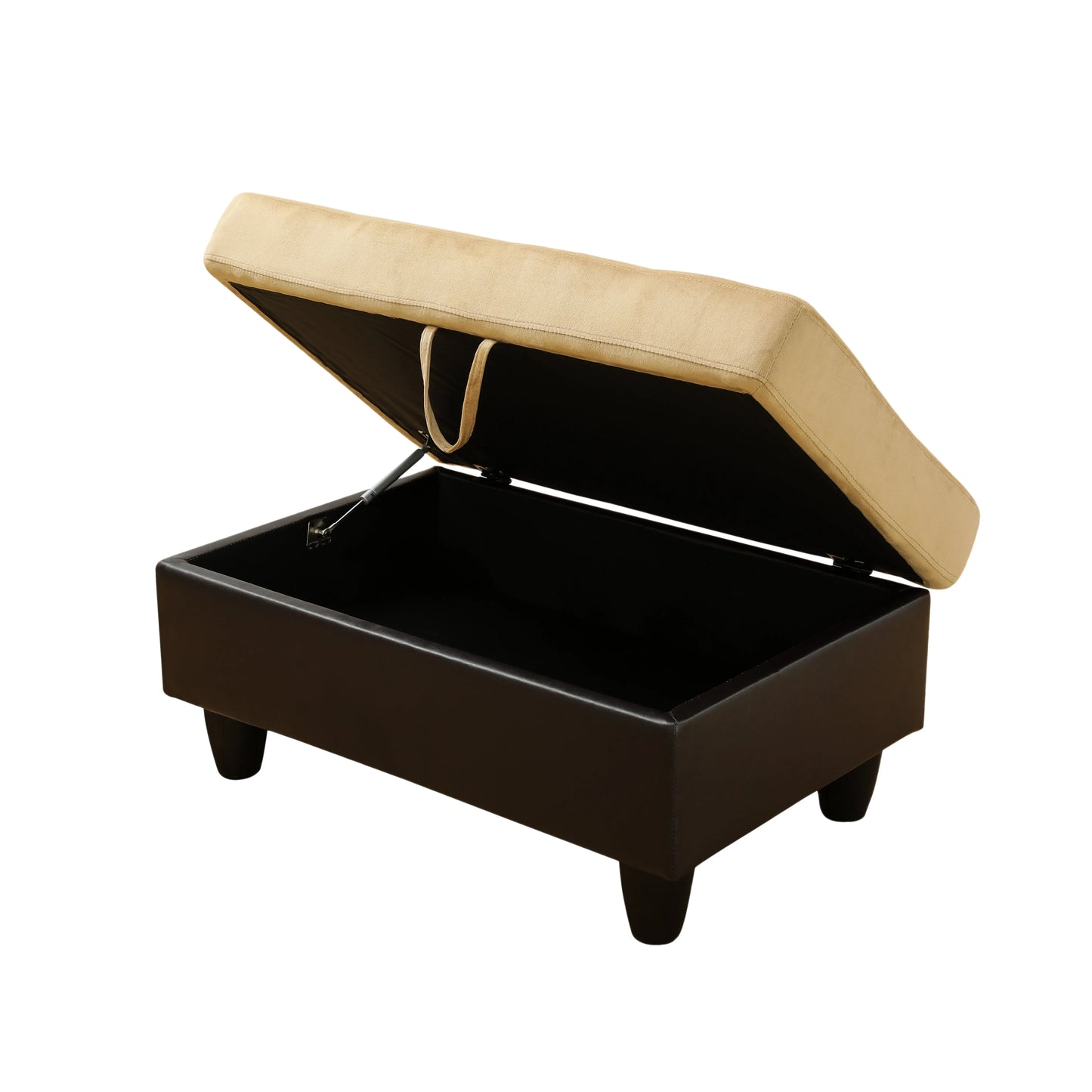 Ainehome Beige & Brown Lint And PVC Modular Storage Ottoman