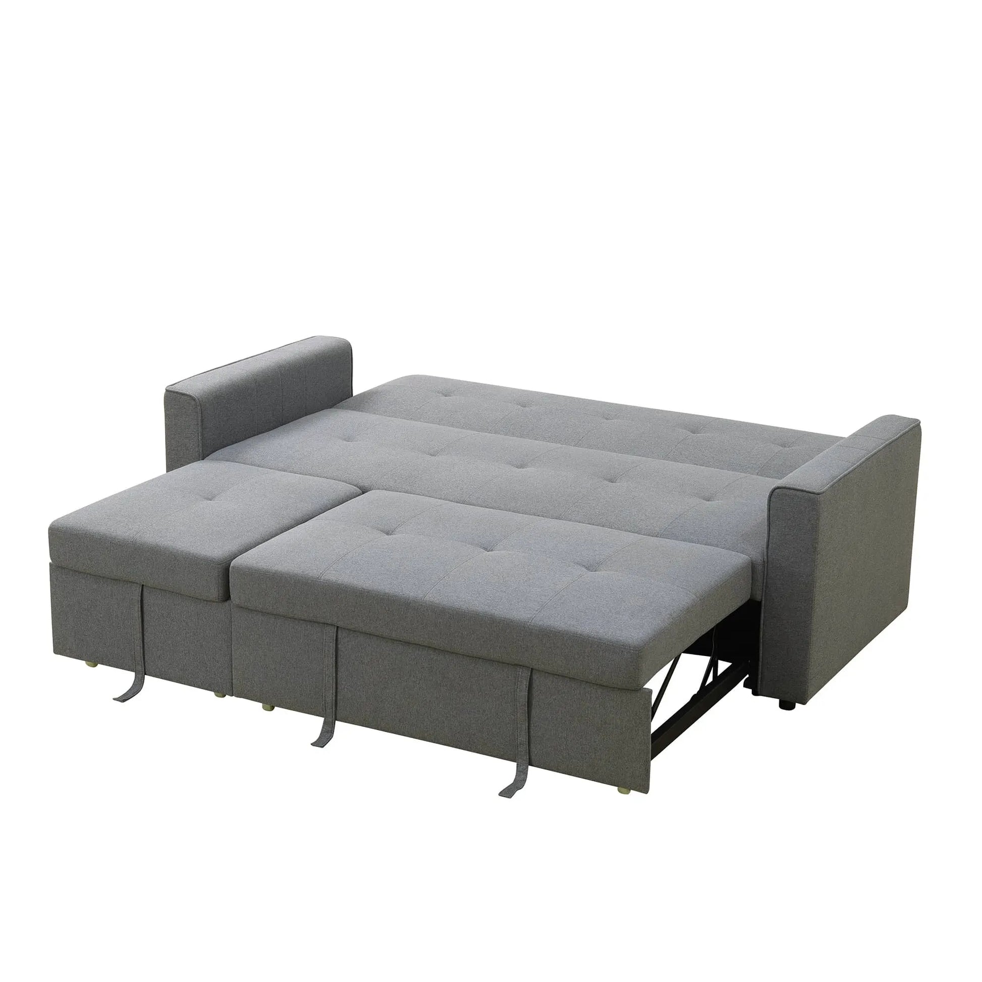 Grey Sackcloth Wide Convertible Sofa Bed image 4