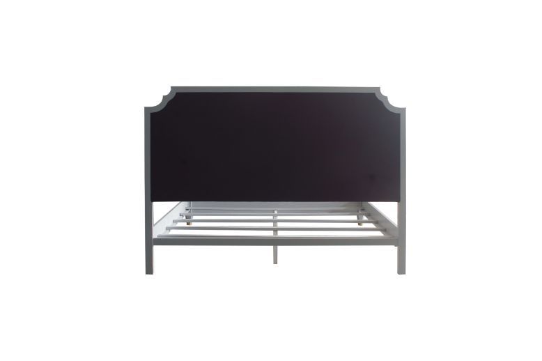 House Marchese - Queen Bed - Two Tone Beige Fabric & Pearl Gray