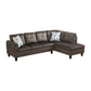 97" Wide Dark Brown Flannel L-Shaped Living Room Sectional Sofa Set