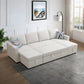 Ainehome Off-White Extendable Fabric Sofa Bed 6-Piece Sectional with Storage