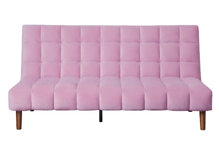 Yolandi - Adjustable Sofa - Pink Velvet & Dark Walnut