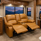 68" Manual RV Loveseat Recliner with Storage Console - Breathable Synthetic Leather Motorhome Sofa Replacement - 67" Full Extension & 26" Door Friendly - Walnut Brown