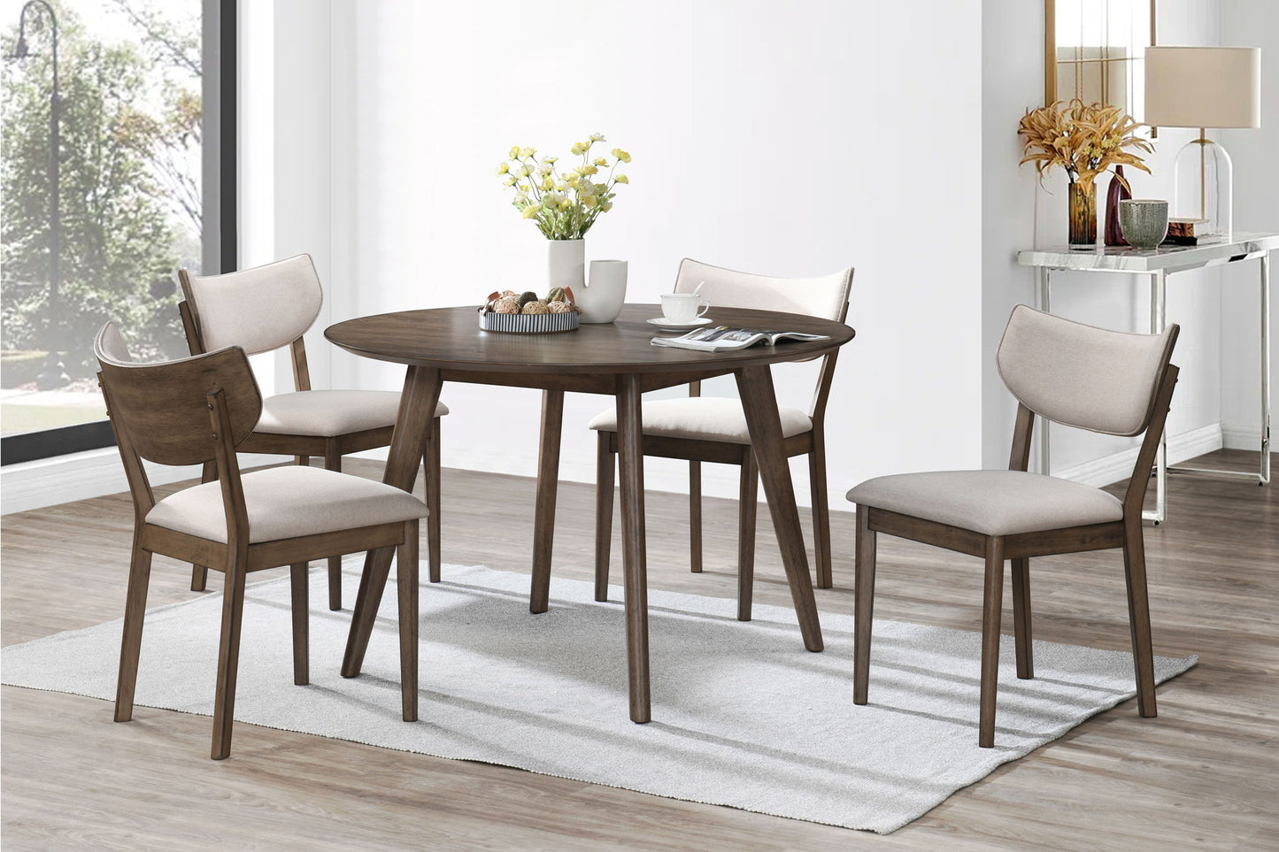 Rex - Open Back Counter Chair (Set of 2) - Walnut Brown / Beige