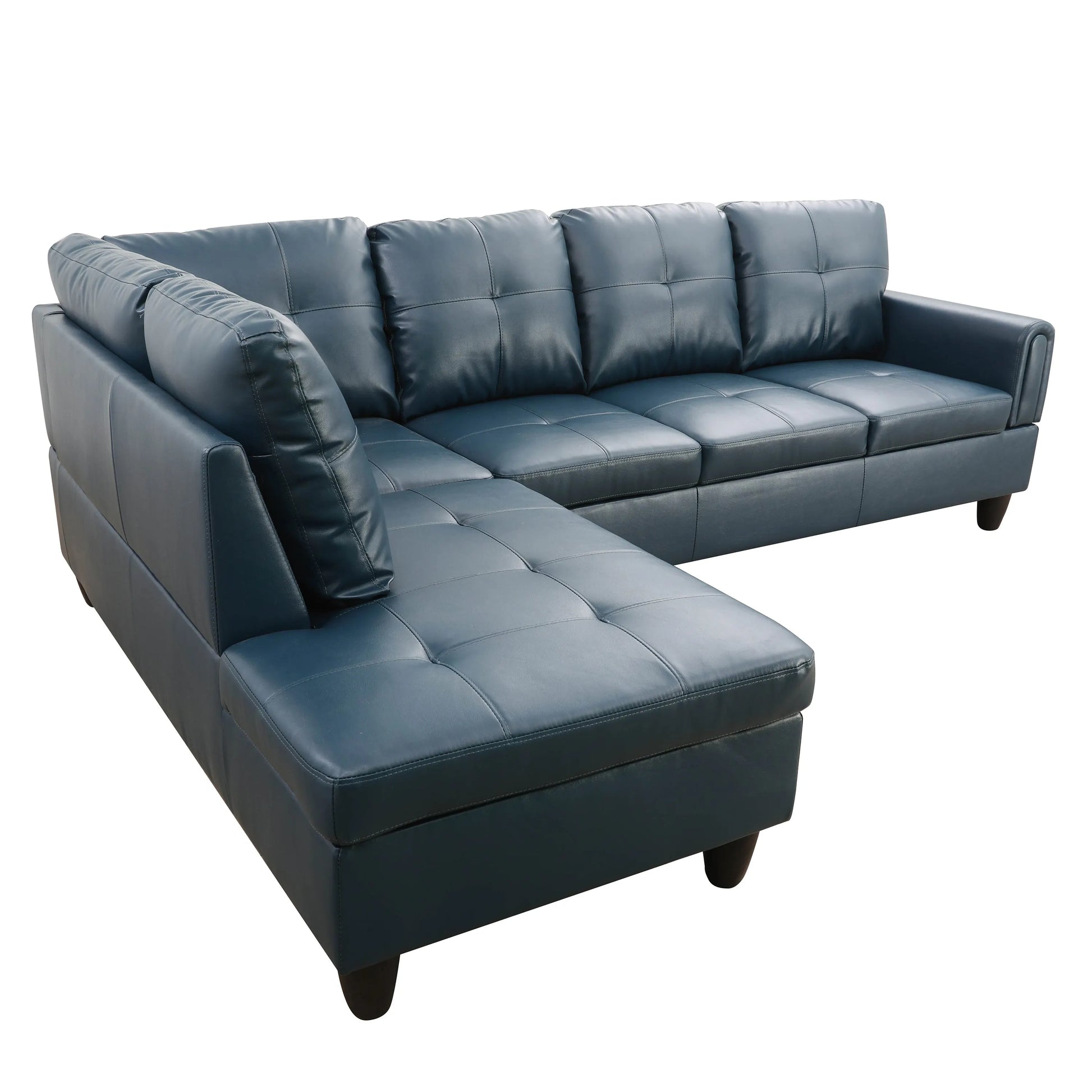 97" Wide Denim Faux Leather Living Room Sofa Set