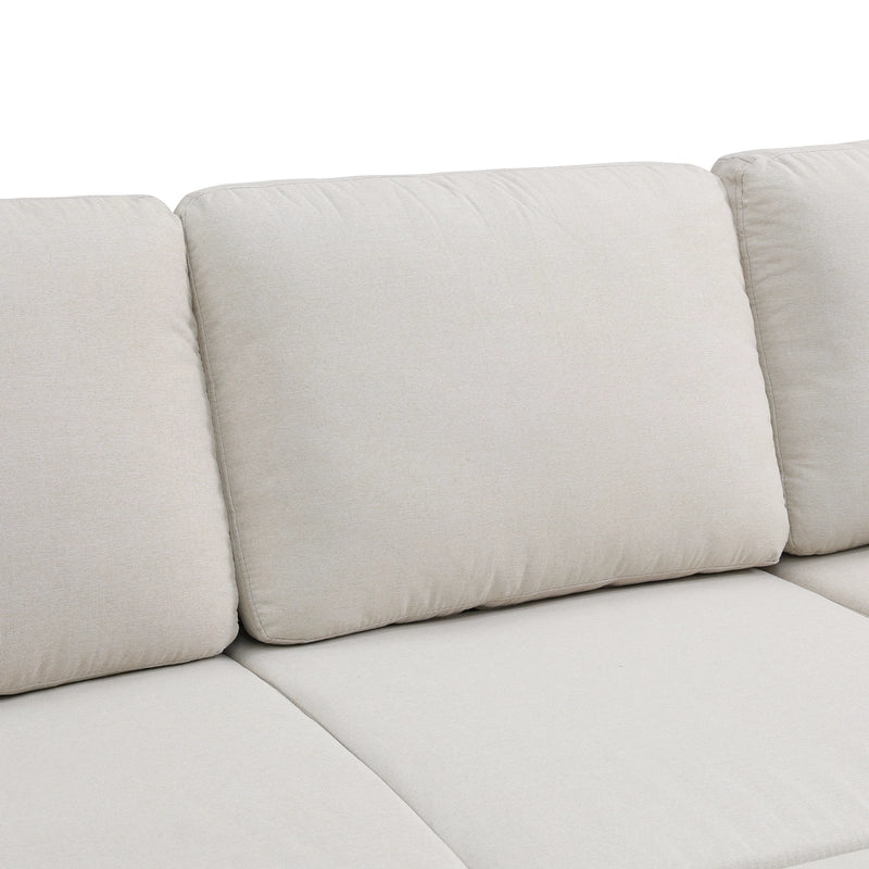 Ainehome Off-White Extendable Fabric Sofa Bed 6-Piece Sectional with Storage