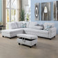 97.5" Wide Grey White Flannel 3-Piece Sofa Living Room Sofa Set