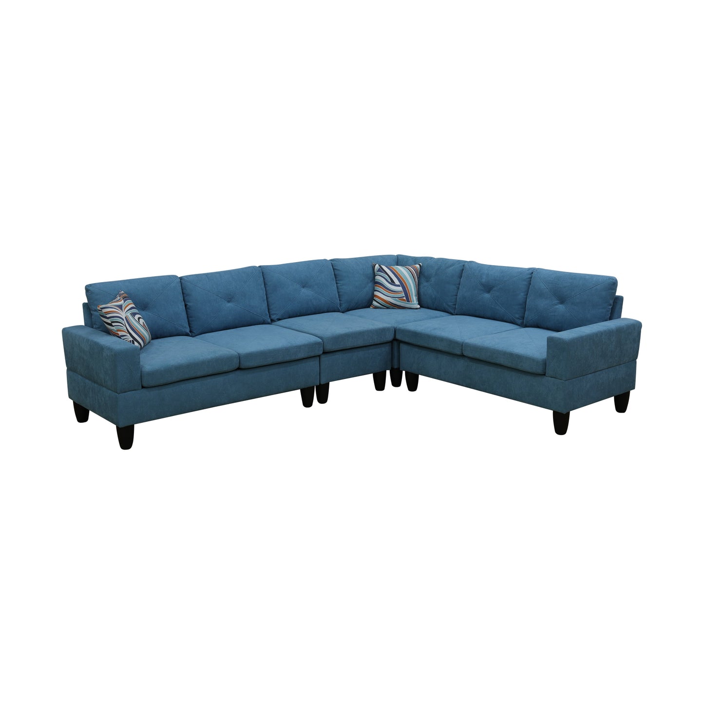 Ainehome Lake Blue Calico 4-Piece Modular Sofa Set