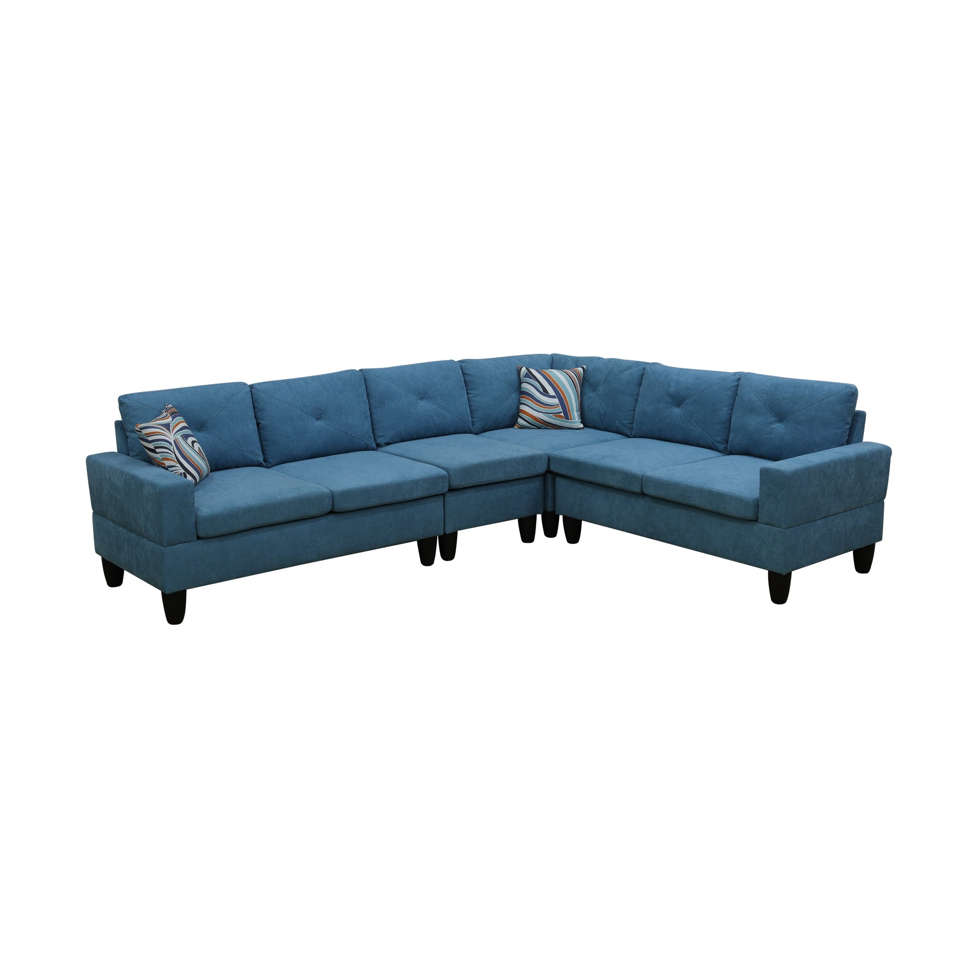 Ainehome Lake Blue Calico 4-Piece Modular Sofa Set