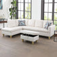 97" Wide White Flannel 3-Piece Living Room Sofa Set