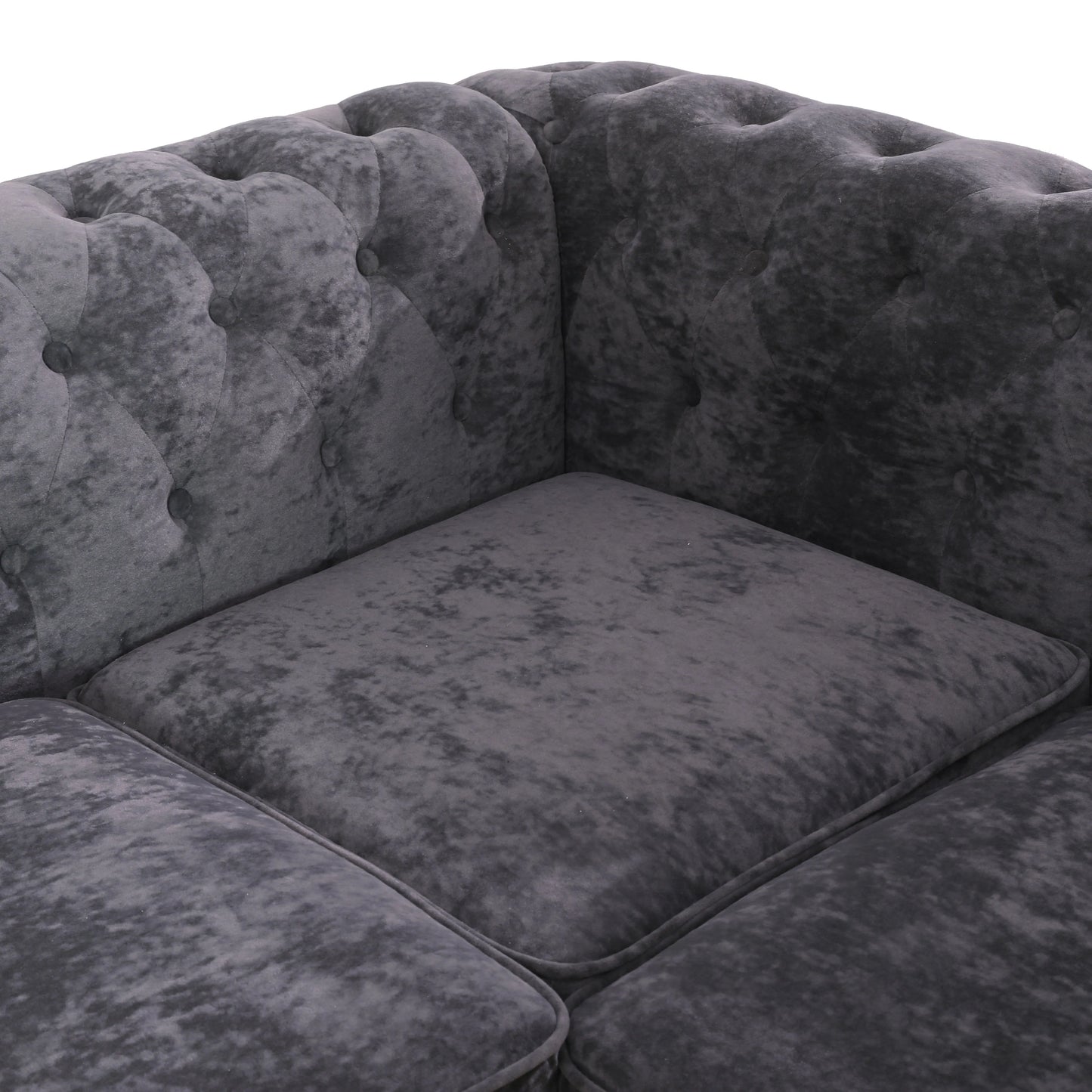 Ainehome Dark Gray Flannelette 2-Piece Sofa Set with Handcrafted Design