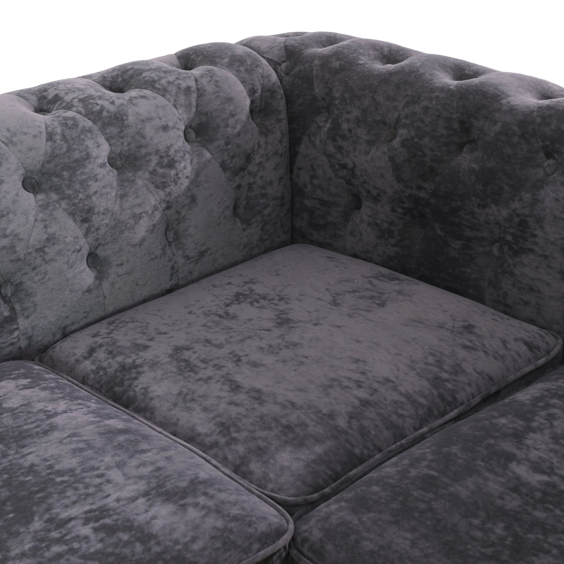 Ainehome Dark Gray Flannelette 2-Piece Sofa Set with Handcrafted Design