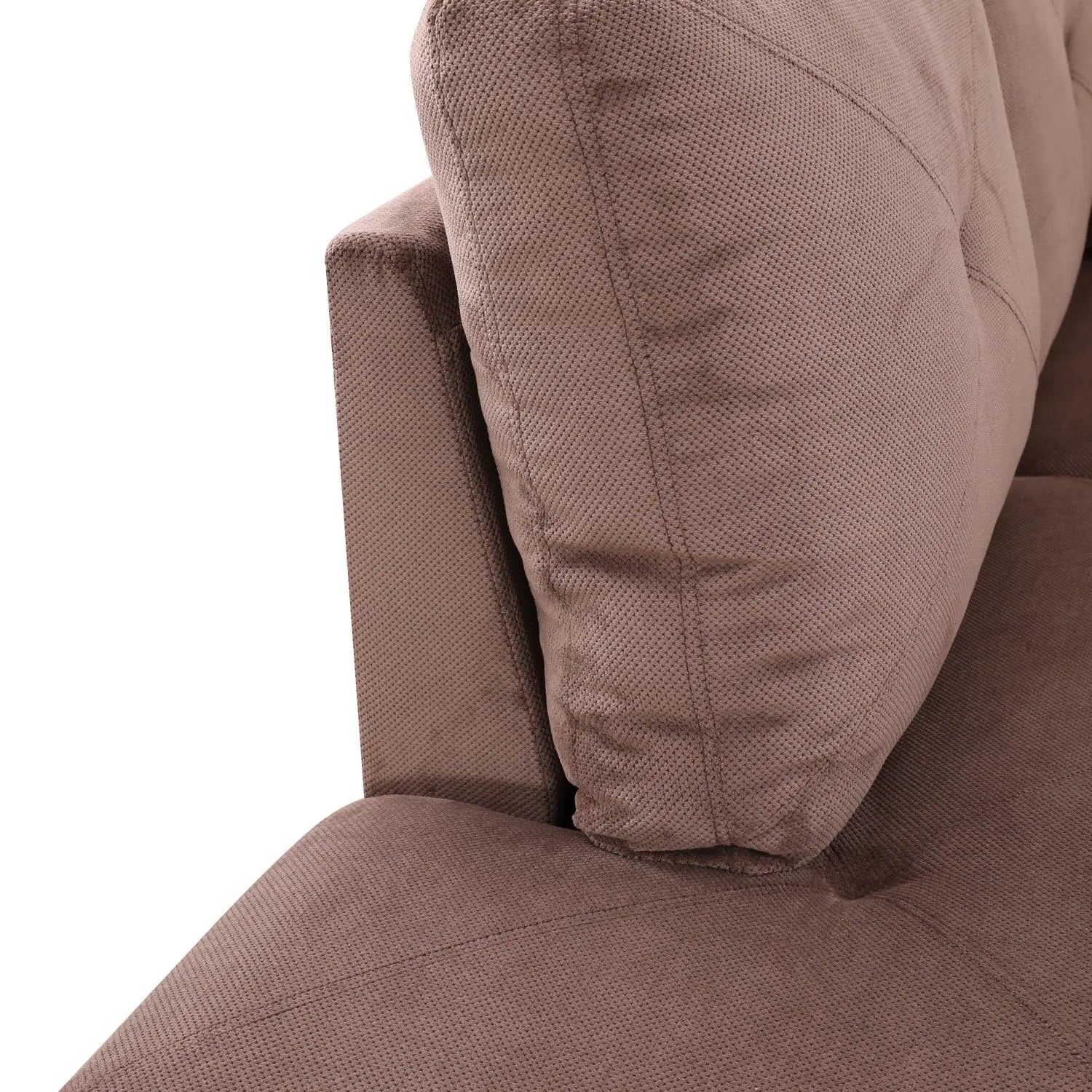 97" Wide Brown Corduroy L-Shaped Living Room Sectional Sofa Set — image 9