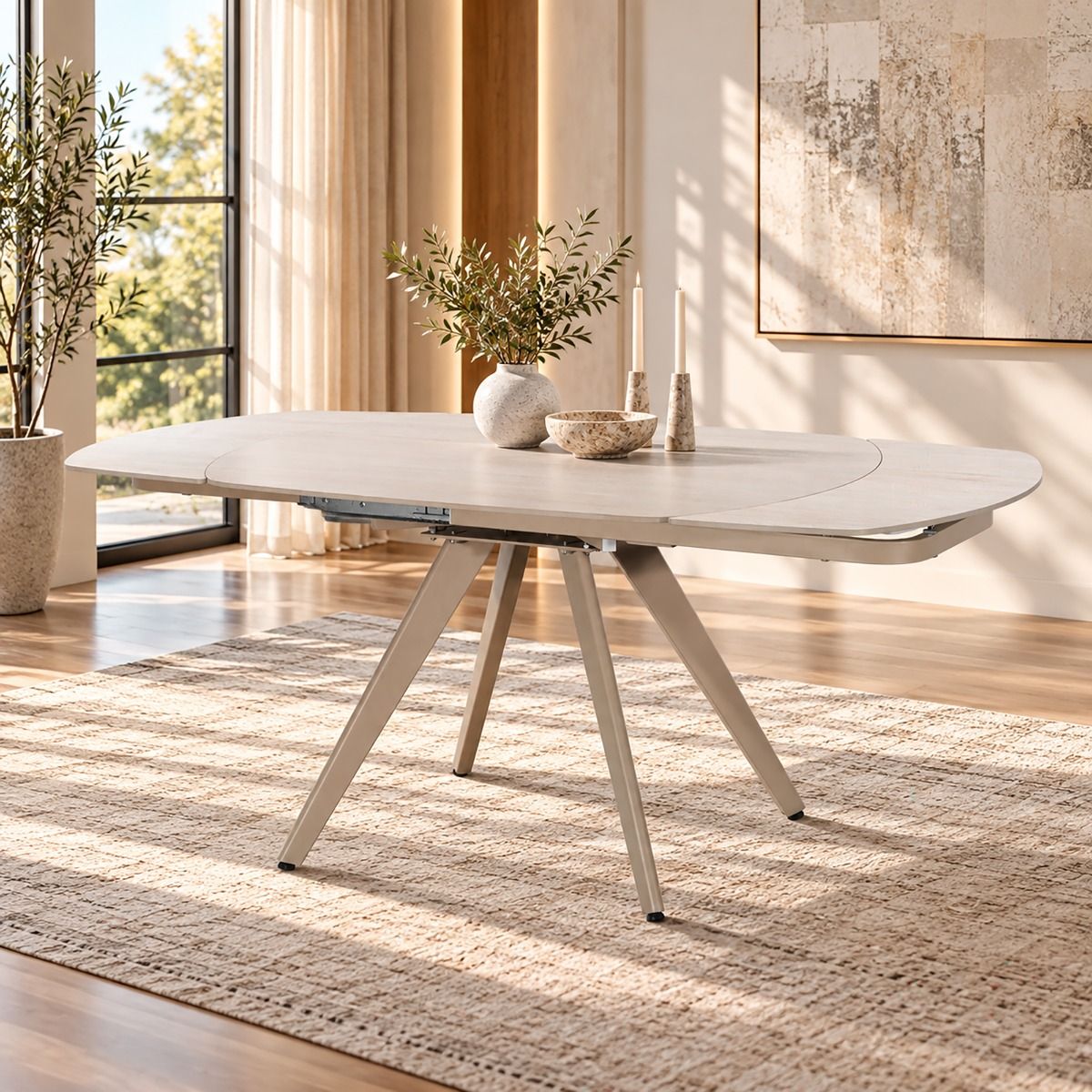 Bexley - Dining Table With Ceramic Top - Cream