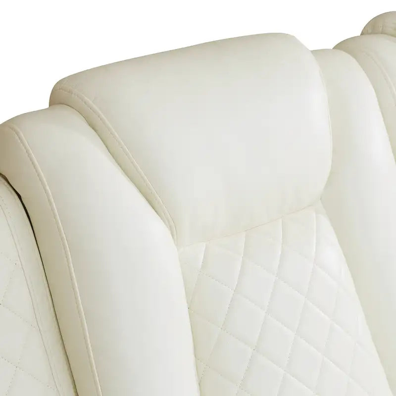 Ainehome Off-White 3-Piece Intelligent Power Reclining Leather Sectional Sofa Set with Smart Features