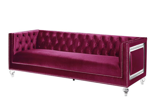 Heibero - Sofa With 2 Pillows (Same 56895) - Burgundy Velvet