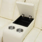 Ainehome Off-White Leather Power Reclining Sectional Sofa with Smart Tea Table & Organizer