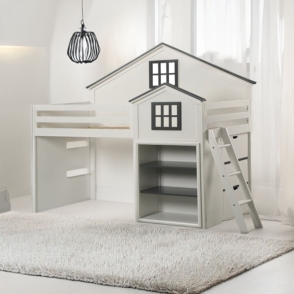 Ratana - Loft Bed - Gray & White