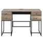 Desirre - Writing Desk With USB - Rustic Oak & Black