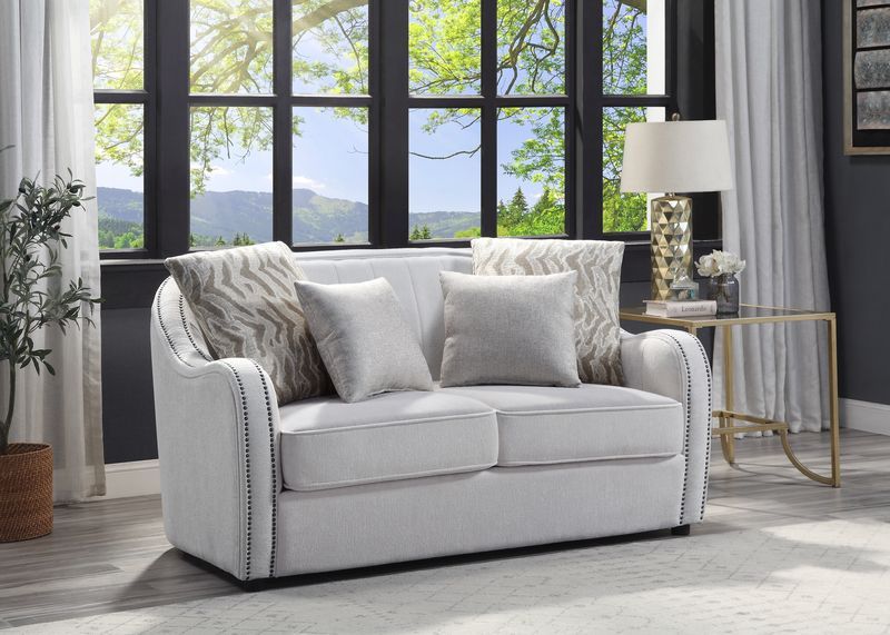 Mahler - Loveseat With 4 Pillows - Beige Linen