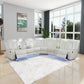 Ainehome Off-White 3-Piece Intelligent Power Reclining Leather Sectional Sofa Set with Smart Features