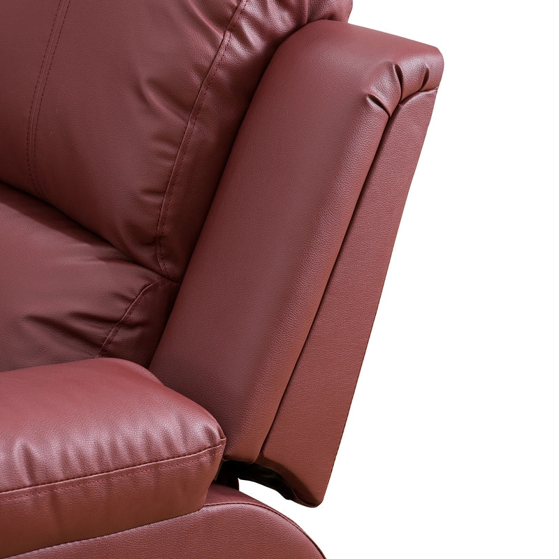 Ainehome Cinema 3-Piece Red Faux Leather Manual Reclining Sofa Set