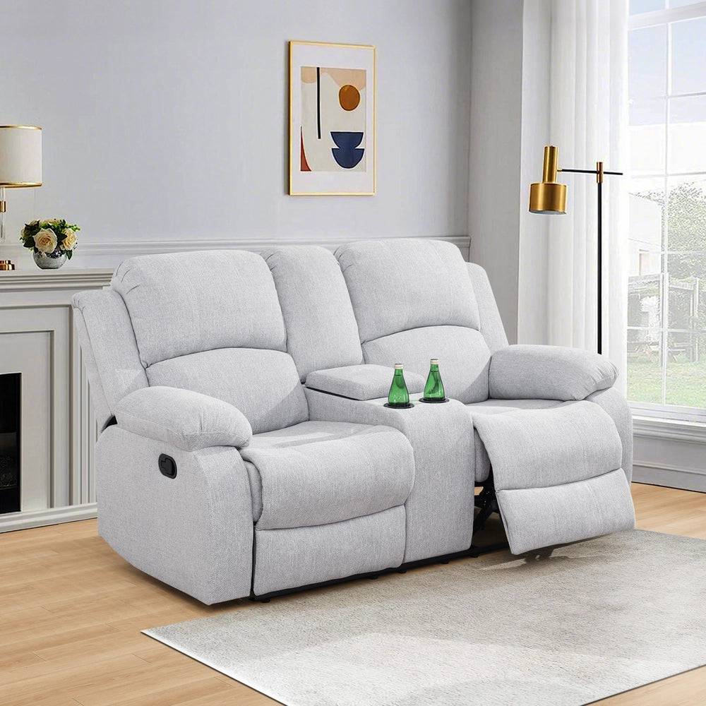 Cinema 3-Piece Grey Fabric Manual Reclining Sofa Set