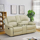 Cinema 3-Piece Beige Faux Leather Manual Reclining Sofa Set