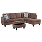 97" Wide Brown Corduroy L-Shaped Living Room Sectional Sofa Set — image 6