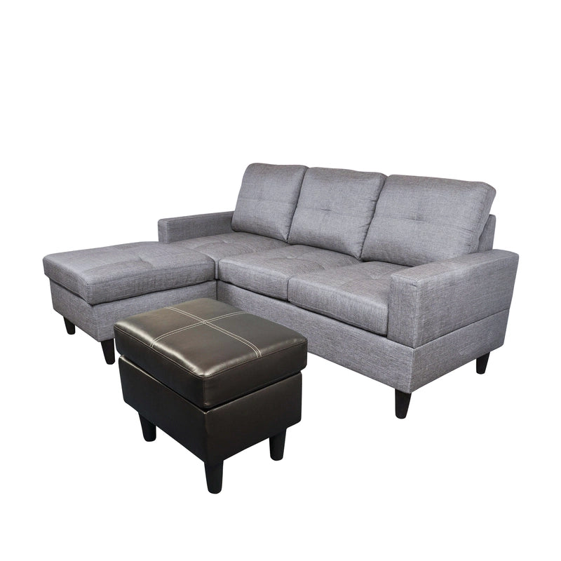 3-Piece Sofa Set with Double Spring Structure - Grey & Brown image 4