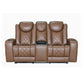 Dorian - Reclining Leather Loveseat With Power Headrest, Footrest And Cooler - Brown